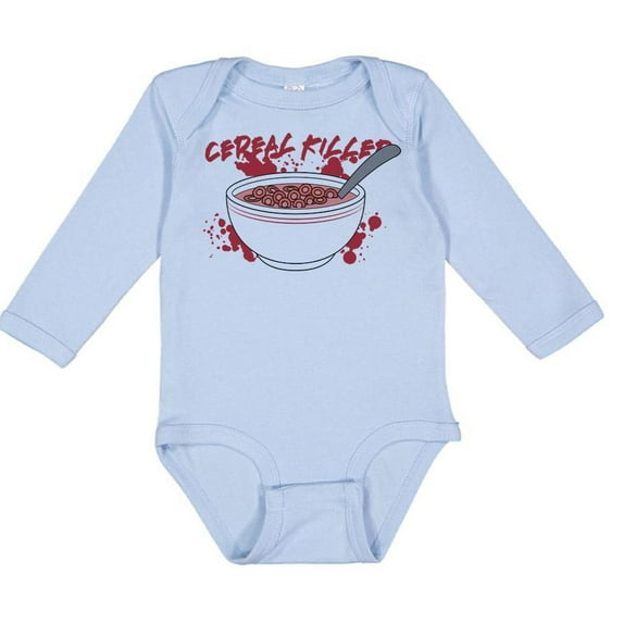 TeesAndTankyou Cereal Killer Long Sleeve Baby Onesie Infant One Piece Bodysuit 12 Months Light Blue