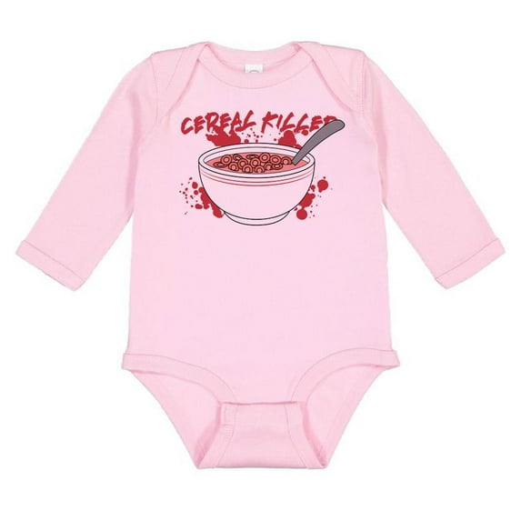 TeesAndTankyou Cereal Killer Long Sleeve Baby Onesie Infant One Piece Bodysuit 18 Months Light Pink