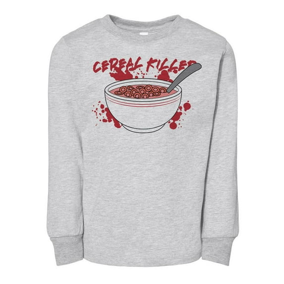 TeesAndTankyou Cereal Killer Toddler Kids Long Sleeve T-Shirt 5T Heather Grey