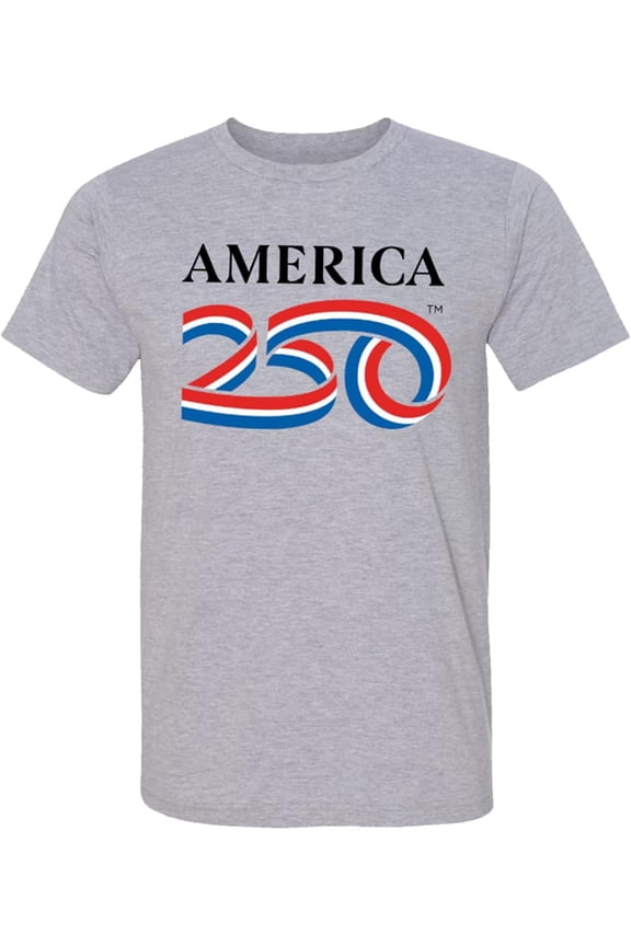 250 Anniversary USA Shirt, America 250 Classic Logo Heathered Tee, 4th of July Merchandise T-Shirt, Ash Grey 2XL