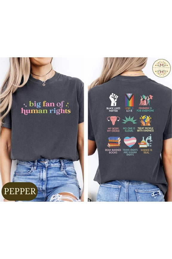 Human Rights T-Shirt, Equality Apparel, Social Justice Gift for Activists, Rainbow Tee, Black XL