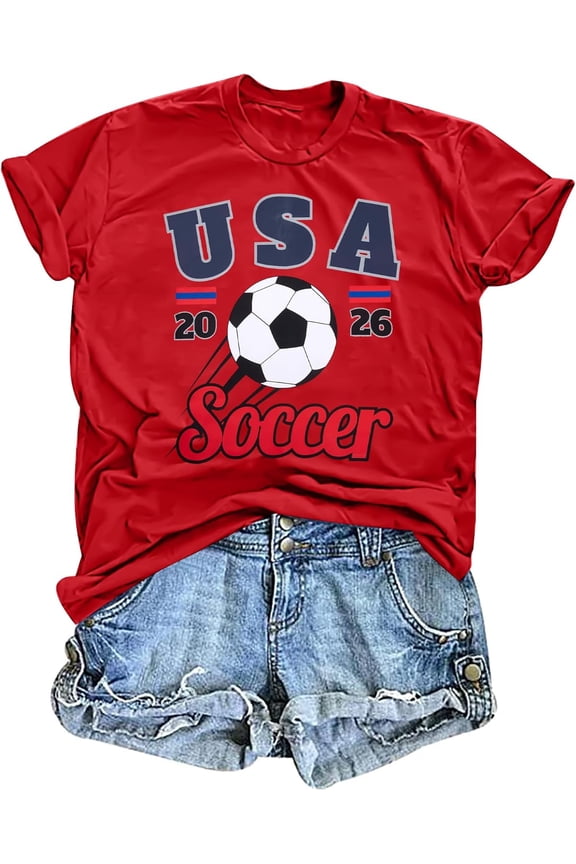 Soccer Cup 2026 Shirt Women USA Football Match Season Jersey Game Day Graphic Short Sleeve T-Shirt