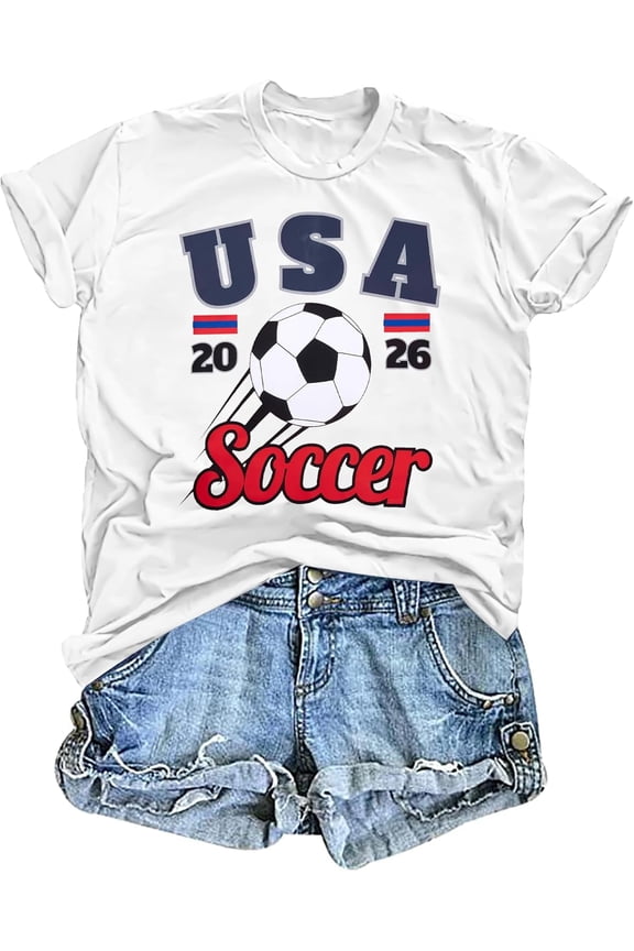 Soccer Cup 2026 Shirt Women USA Football Match Season Jersey Game Day Soccer Graphic Short Sleeve T-Shirt