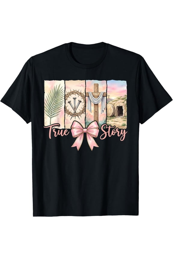 True Story Easter He is Risen the Christian Easter T-Shirt, Navy M