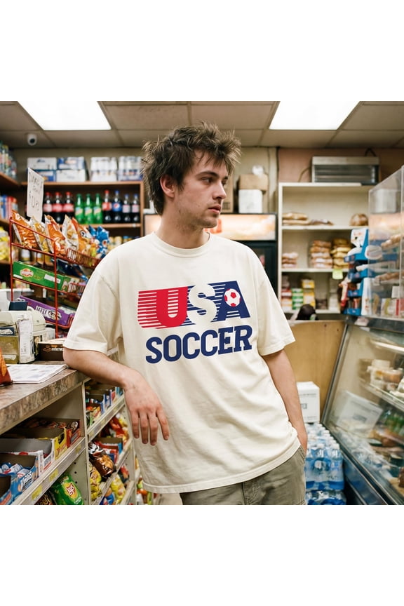 USA Soccer Team Graphic Tee, 80's United States Fan Apparel, Sand S