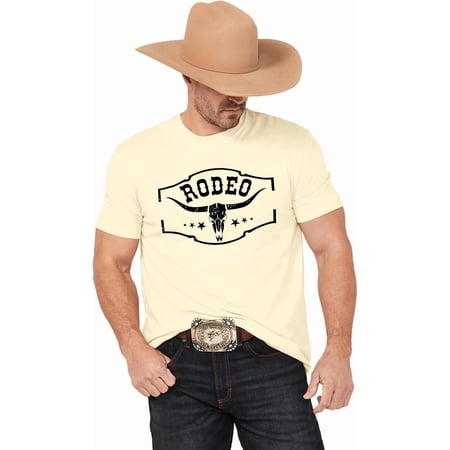 Teeso Western Cowboy Rodeo Shirts: Mens Vintage Cow Skull Graphic Tees Boho Country Concert Music T-Shirts, Navy S