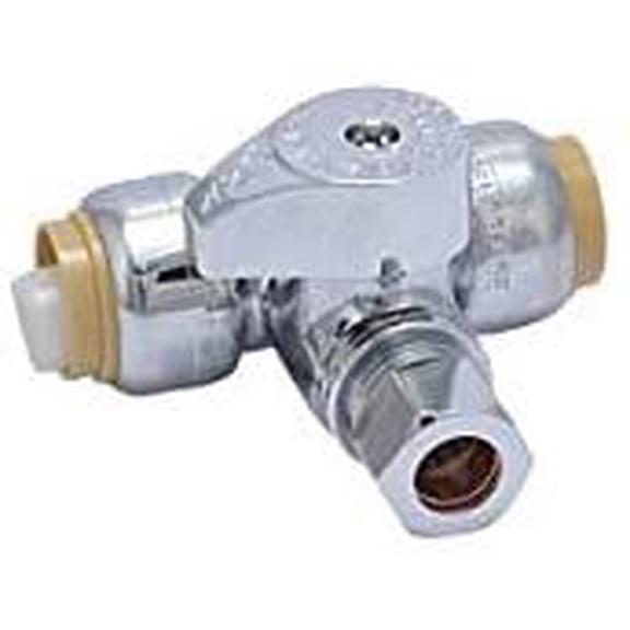 Cash Acme Tee Stop Valve - Adjustable Ball Valve - 1/2"X1/2"X3/8"