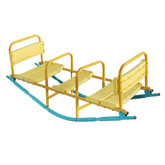 Teeter Totter Seesaw for Kids, 3-Person Heavy Duty Metal Rocking Seesaw for Toddlers Boys Girls Age 3-8, Indoor Outdoor Rocker Toy with Easy-Grip Handles