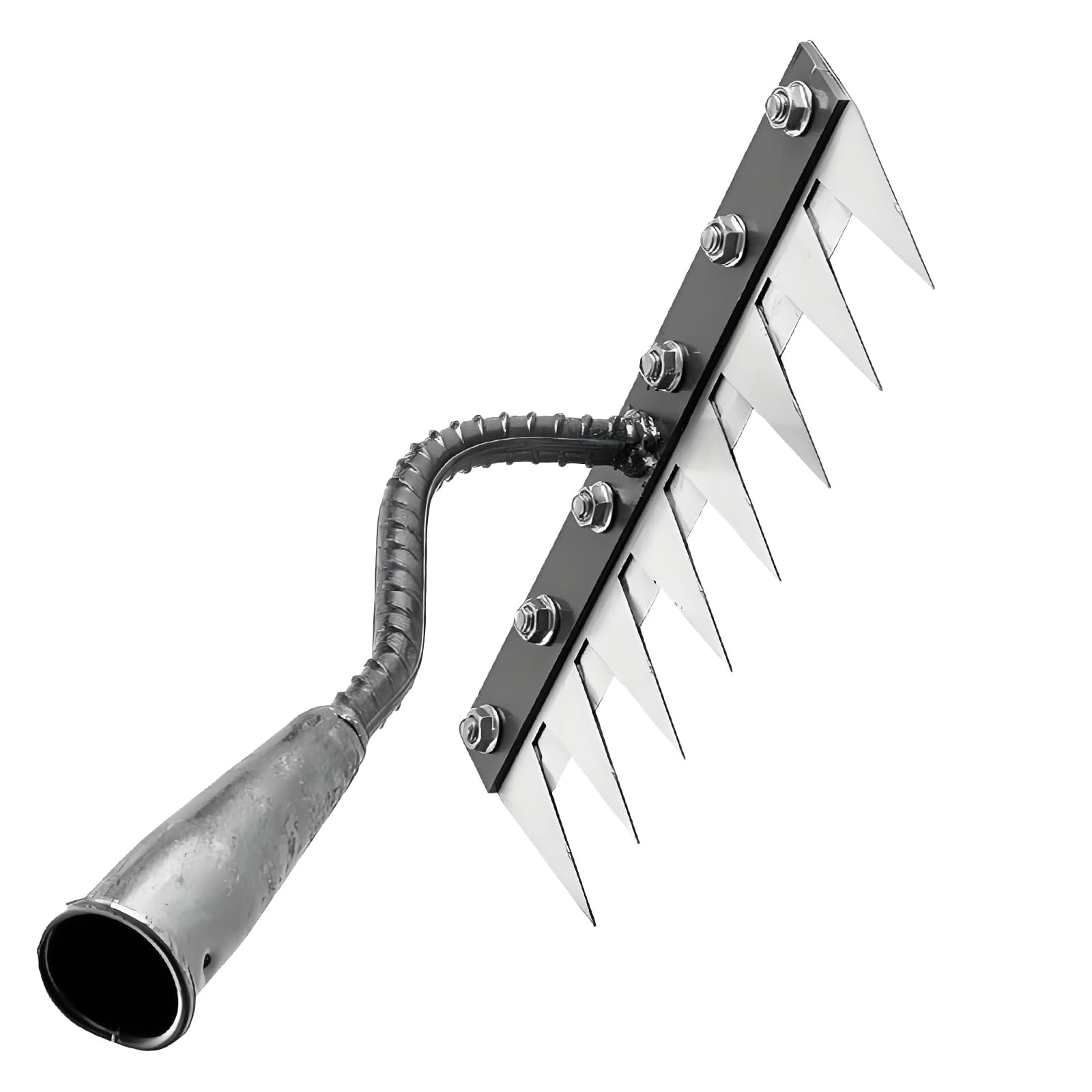 Teeth Carbon Steel Garden Weeding Rake, Detachable 7/8 Teeth Heavy Duty Tool for Yard Farm Lawn Weeding