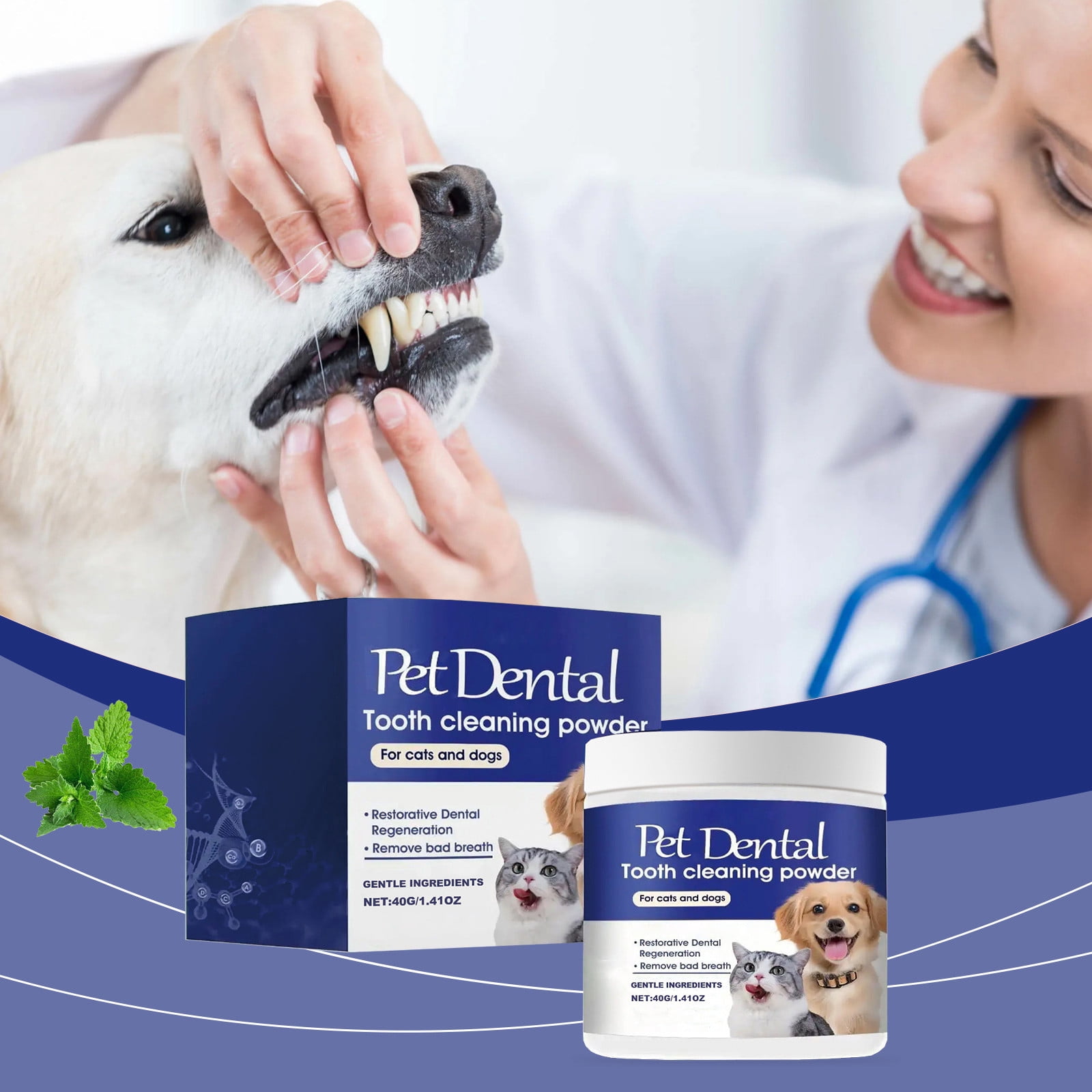 Teeth Cleaning Powder for Pets,Cat & Dog Dental Care,Dog Dental Powder ...
