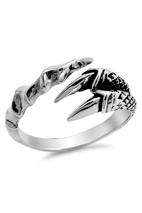 Teeth Fang Talon Biker Ring .925 Sterling Silver Open Band Jewelry Female Male Unisex Size 11