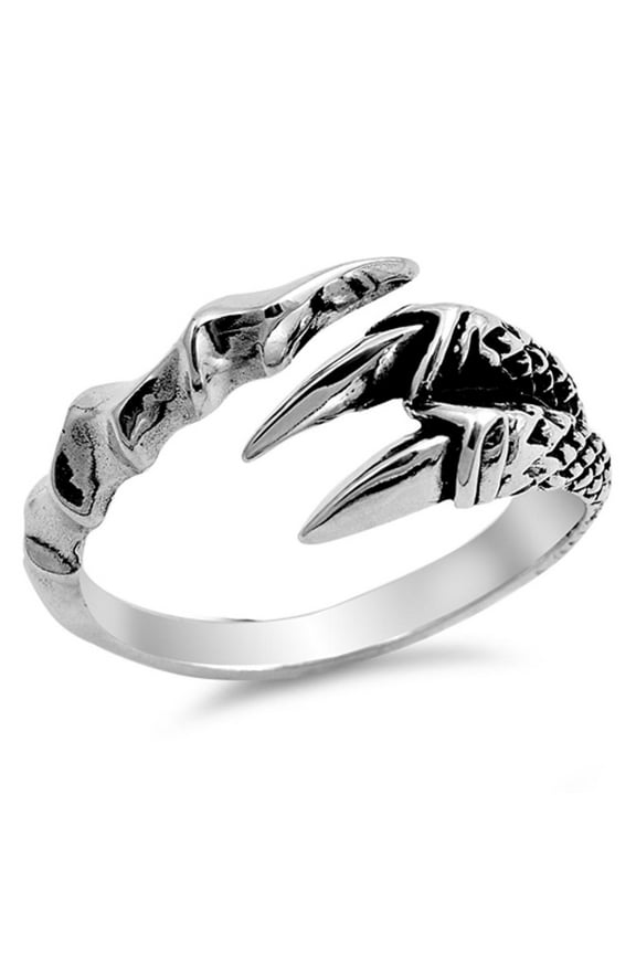 Teeth Fang Talon Biker Ring .925 Sterling Silver Open Band Jewelry Female Male Unisex Size 6