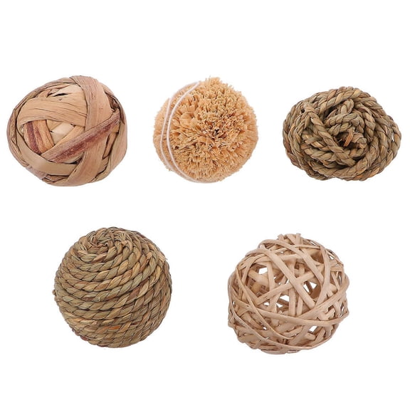 Teeth Grinding Woven Pet Toy Balls Bunnies 7X6.5CM Cotton Rope Entertainment 5Pcs
