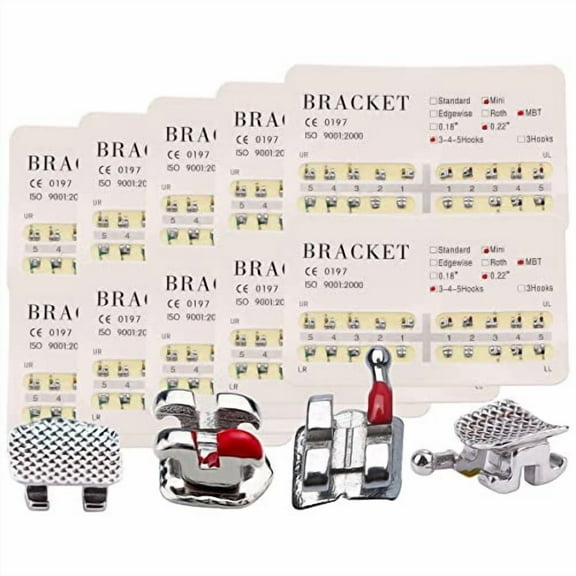 Teeth Model MBT Braces Typodont Mini Brackets .022 Slots 3-4-5 with Hooks 200pcs