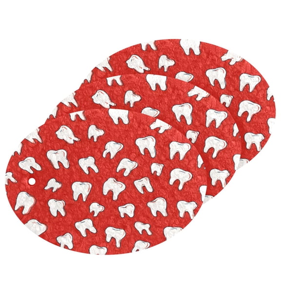 Teeth Pattern Cellulose Cleaning Sponge Set 3 Pack Compressed Kitchen Scrubber for Dishes