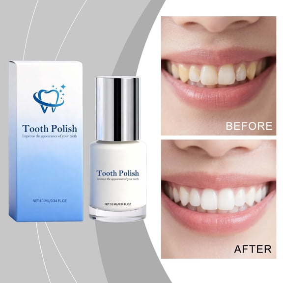 Teeth Polish, Teeth Whitening Paint & Teeth Whitener, Gentle Tooth Cleaning Coating Gel, Reduces Stains, Instantly Freshens Breath, Non-Irritating Formula, Portable for Daily Oral Care, 0.34 Fl Oz