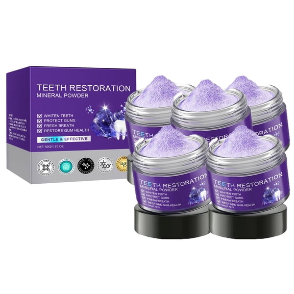 Teeth Restoration Mineral Powder,Purple Toothpaste,Gently Cleanses Teeth Restoration Mineral Powder, Purple Whitening Teeth Powder, Purple Whitening Toothpaste, Dental Restoration(5pcs)