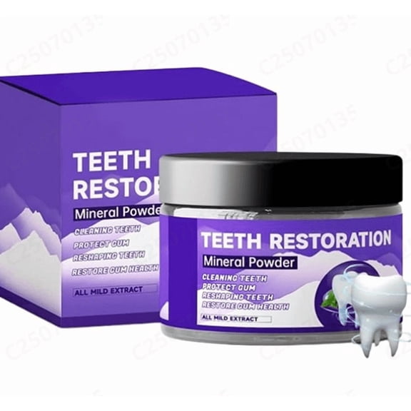Teeth Restoration Mineral Powder, Purple Whitening Mineral Powder, Fresh Breath Effective in Strengthening Teeth and Gums, Gentle and Non-irritating.