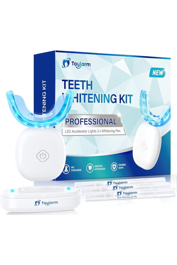 Teeth Whitening Kit: 32X LED Light with Gel Pen - Non-Sensitive Tooth Whitener Professional Oral Care Tools for Effectively Removes Stains