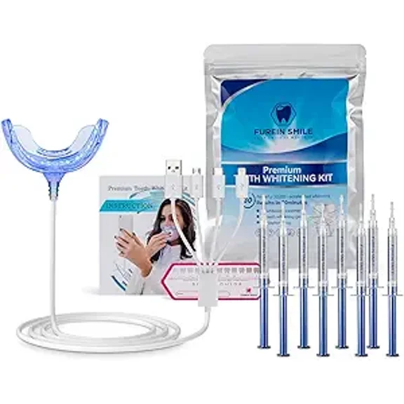 Teeth Whitening Kit with 32xLED Light Professional Complete at Home Smart Phone Whitening System - Best Tooth Whitener Gel Refill - Safely Connected with iPhone/Android/USB for Home Use