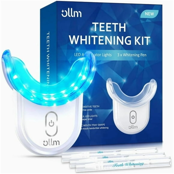 Teeth Whitening Kit with Gel Pen - Ollm Teeth Whitener with 32X LED Light,35% Carbamide Peroxide,3 Gel Syringes,10-Minute Fast Whitening , dental whitening treatment