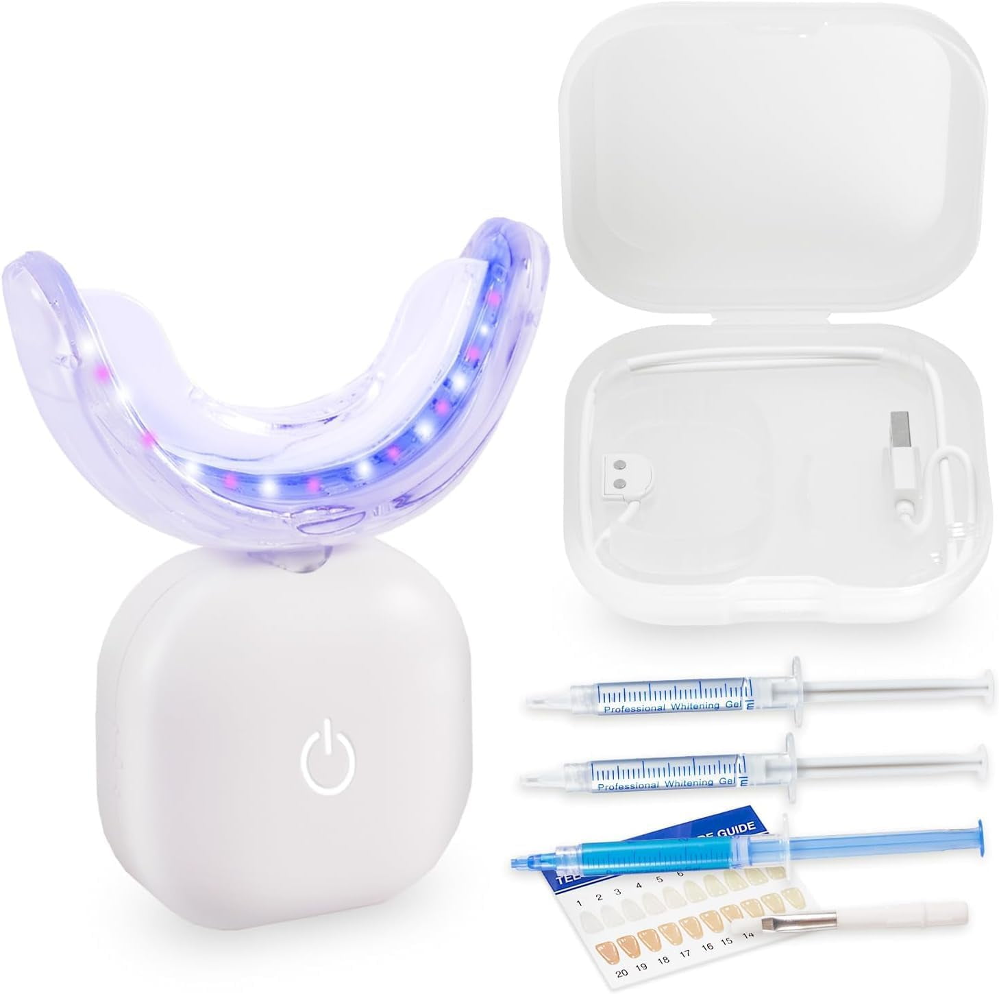 Teeth Whitening Kit Gel Pen Strips, 32X LED Light Tooth Whitener with