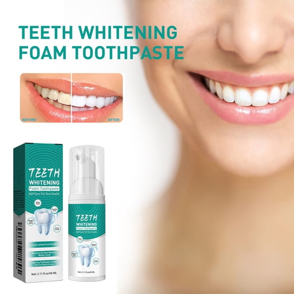 Teeth Whitening Mousse, Stain Removing Oral Spray for White Teeth, 60ml Whitening Toothpaste, Includes 1 Tube