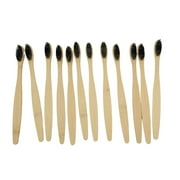 Teeth Whitening Natural Bamboo Toothbrush with Bamboo Charcoal Infused Bristles (Pack of 12 Toothbrush)