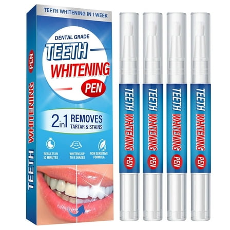 Teeth Whitening Pen, Teeth Whitening Gel, Color Correcting for Tooth Stain Removal, 4 PCS