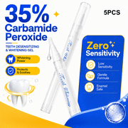 5PCS Teeth Whitening Pen with 35% Carbamide Peroxide, Brush-On Whitening Gel, Precision Brush Tip, Compact & Portable Smile Care for Home and Travel