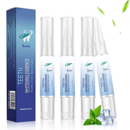 Teeth Whitening Pen for White Smile, Teeth Whitening Gel with Brush Applicator, Portable Travel Pen for Stain Removal, 80+ Uses, Effective Painless No Sensitivity, 4 Pack