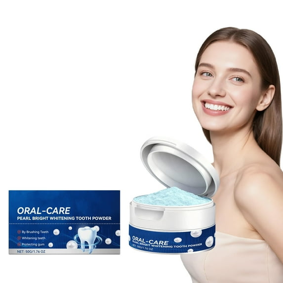 Teeth Whitening Powder, Stain Removal Powder for a Brighter Smile, Enamel Safe, Minty Fresh