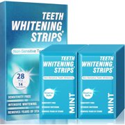 Teeth Whitening Strips for Sensitive Teeth 28 Strips Teeth Whitening Kit for Deep Stains Removal, Enamel Safe & Non-Slip, Mint