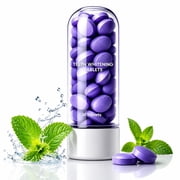 Teeth Whitening Tablets, Color Correcting Tablets, Purple Toothpaste Tablets with Menthol, Brighten Teeth, Freshen Breath & Remove Stains