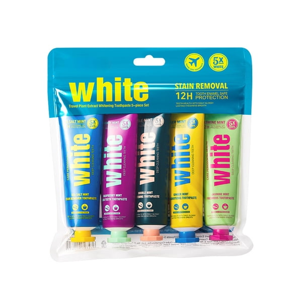 Teeth Whitening Toothpaste,Teeth Whitening Sensitive Teeth,Travel Vegetable Whiten Toothpaste Set Of 5 Clean Teeth Toothpaste 150g for Cleaning Teeth Stains,Freshening Breath