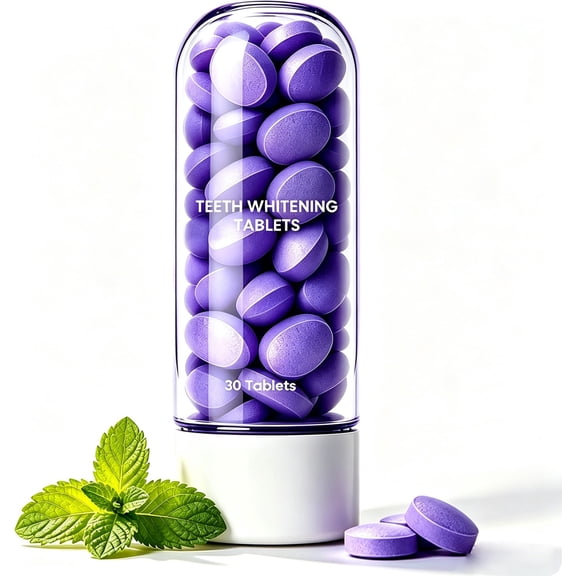 Teeth Whitenns Purple Tablets, Color Correcting Tablets,Fresh Mint Flavor, Color Correcting, Alcohol Free Gentle Oral Care,30 Counts,1