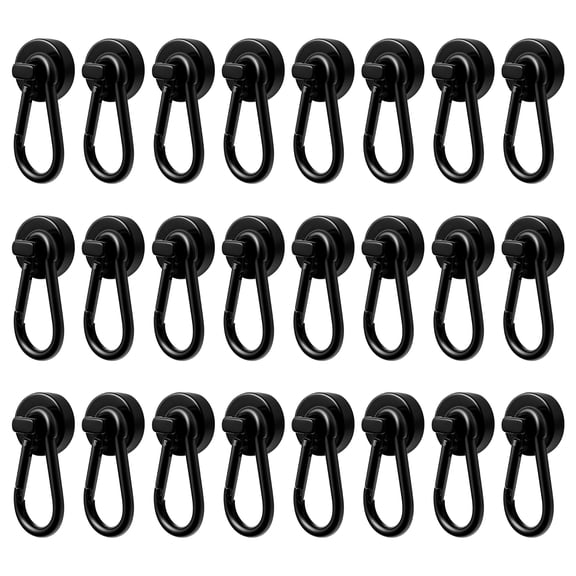 Teetheory 12 Pack Heavy Duty Magnetic Hooks, 32mm Neodymium Magnet Hooks with Rotating Carabiner, 70 LBS, Rust-Resistant for Storage Organization