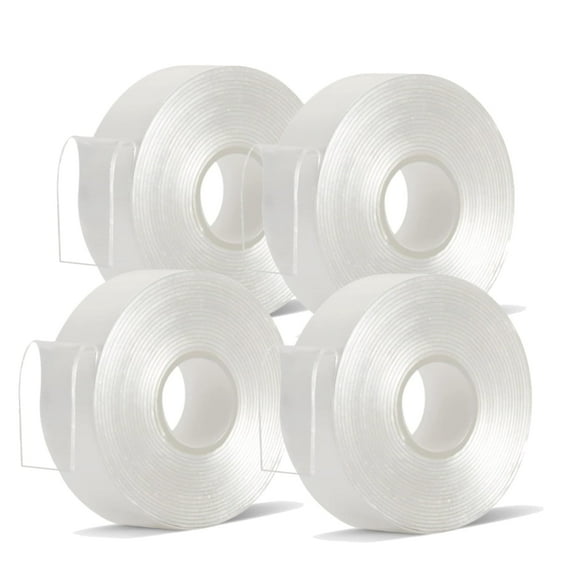 Teetheory Double Sided Tape, 32.8Ft Nano Double Sided Adhesive Tape Strips, Clear Mounting Sticky Two Sided Tape for Hanging Picture, Poster, Carpet, Photo Deco, 4Pack