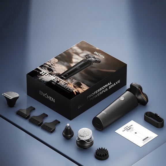 Teetheory 5 in 1 Electric Shaver, Waterproof Cordless Shaver, Dry & Wet Use Electric Rotary Shaver, Beard Hair Nose Trimmer, Facial Care for Travel