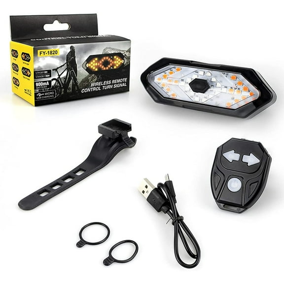 Teetheory Bicycle Turn Signal Remote Control Turn Tail Wireless Lamp with 5 Modes 270 Visibility