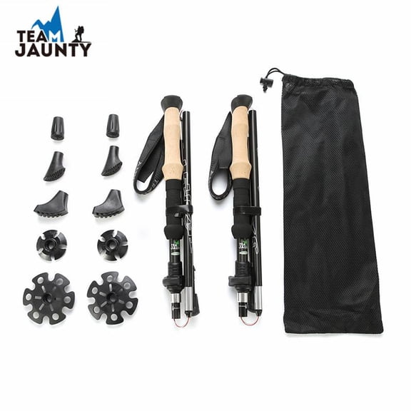 Teetheory Lightweight Foldable Trekking Poles Set, 2 Counts Adjustable Height Outdoor Hiking and Walking Sticks, Outdoor Hiking Sticks