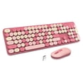 thumbnail image 1 of Teetheory Wireless Keyboard and Mouse Combo, Retro Keyboard with Round Keycaps, 2.4GHz Full-Sized Typewriter Keyboard, Cute Wireless Mouse for PC/Laptop/Mac/Windows XP/7/8/10 (Rose Pink-Colorful), 1 of 9