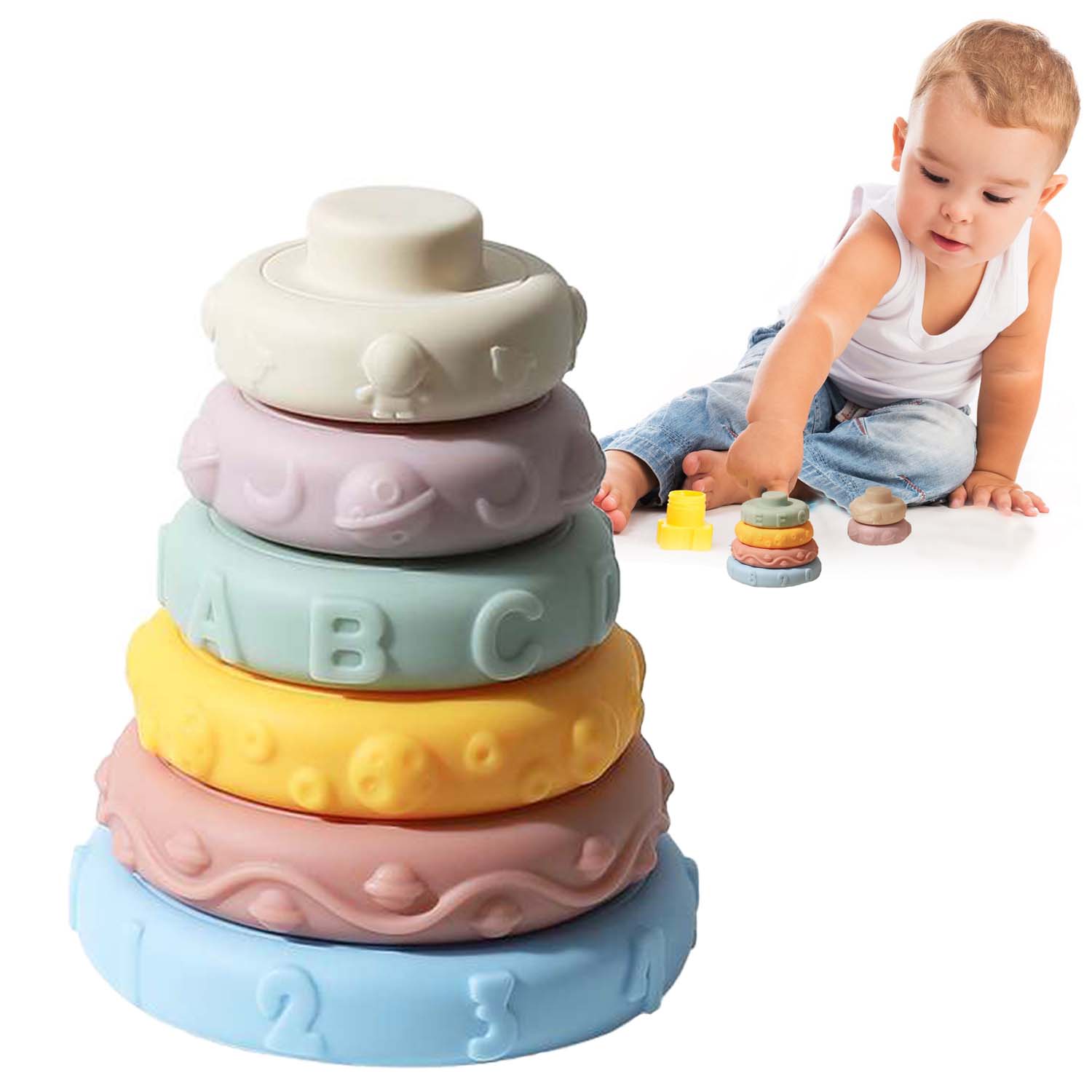 Teething Ring Baby Toy Rings Baby Stacking Rings Soft Teething Toy Baby Stacking Rings Toys Age