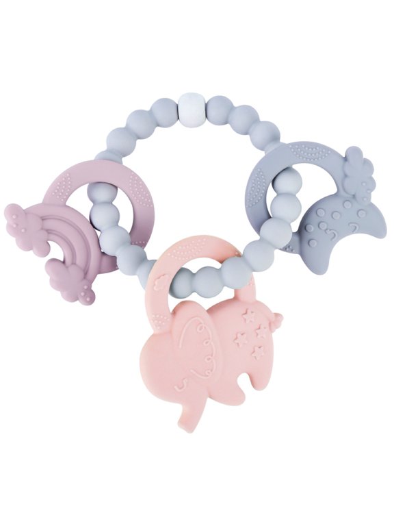 Teething Toys 0-6 Months BPA Free Silicone Teethers for Babies  6-12 Months Baby Chew Toys, Silicone Teething Ring for Infant Newborn (Pink Elephant)