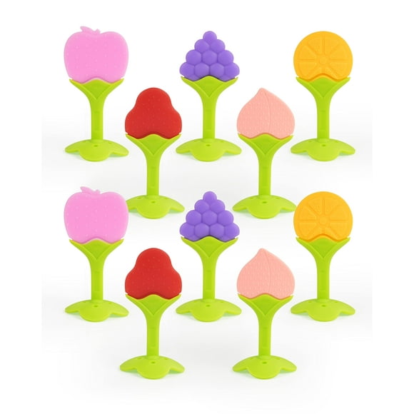 Teething Toys For Babies, 10 Pack Silicone Baby Teethers, Frozen Baby Teething Toys, Fruit Shape, Bpa-Free, Natural Organic Soft & Textured