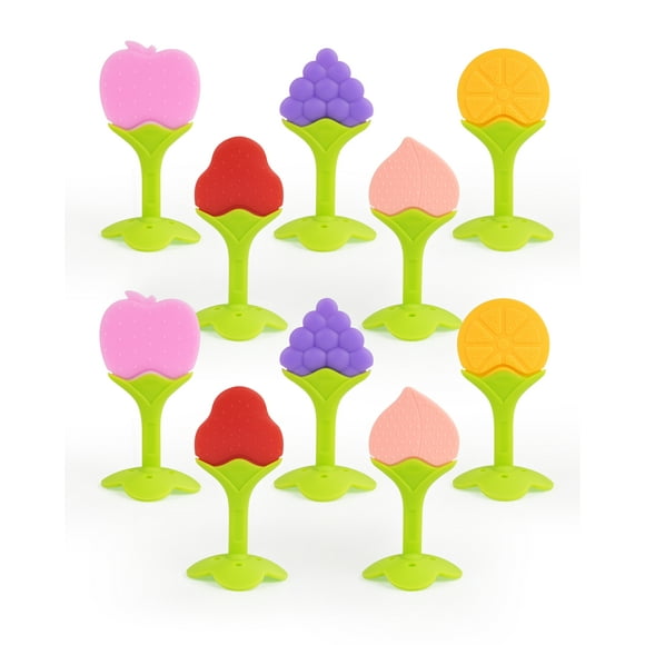 Teething Toys for Babies, 10 Pack Silicone Baby Teethers, Frozen Baby Teething Toys, Fruit Shape, BPA-Free, Natural Organic Soft & Textured