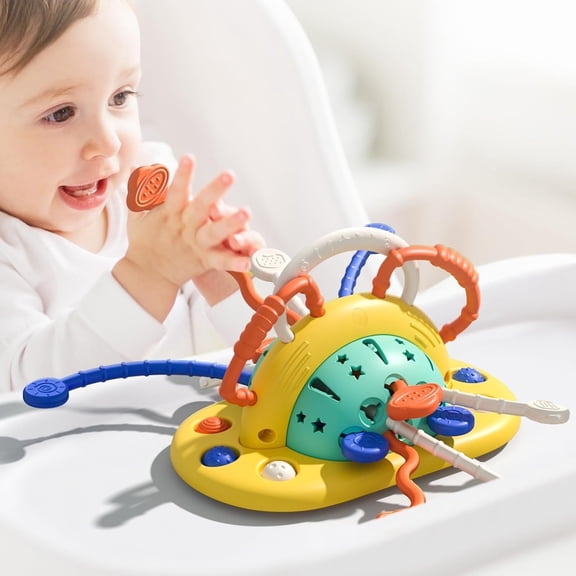 Teething Toys for Baby 6-12 months,High Chair Toys with Suction Cup Toys, Pull String Sensory Toys for Fine Motor Skills Gift for Toddlers