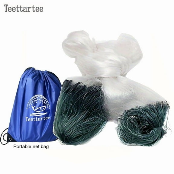 Teettartee 3-Layer Nylon Fishing Net,Size =2mX50m(78.7”X1968.5”), Thick,8cm MeshTrap, Catch Large Fish Sticky Net, Outdoor Camping Fishing & Hunting