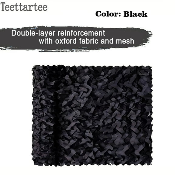 Teettartee Outdoor Camo Sunshade,Oxford Fabric+Mesh Net,Black,158”x236”(4x6m),Decoration For Bird Watching, Hunting,Jungle-Themed Party,Awning For Garden,Camping,Shooting,Photograph,Carport