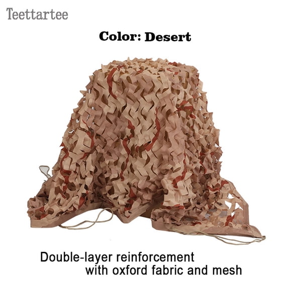Teettartee Outdoor Camo Sunshade,Oxford Fabric+Mesh Net,Desert,79”x394”(2x10m),Decoration For Bird Watching, Hunting,Jungle-Themed Party,Awning For Garden,Camping,Shooting,Photograph,Carport
